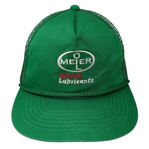 Meier Oil Mobil Lubricants Snapback Trucker Cap Green One Size Mesh Back Rope